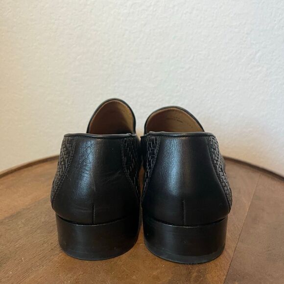 Magnanni Black Leather Interwoven Slip-On Loafers Dress Shoes Men's Size 13 - Picture 4 of 12